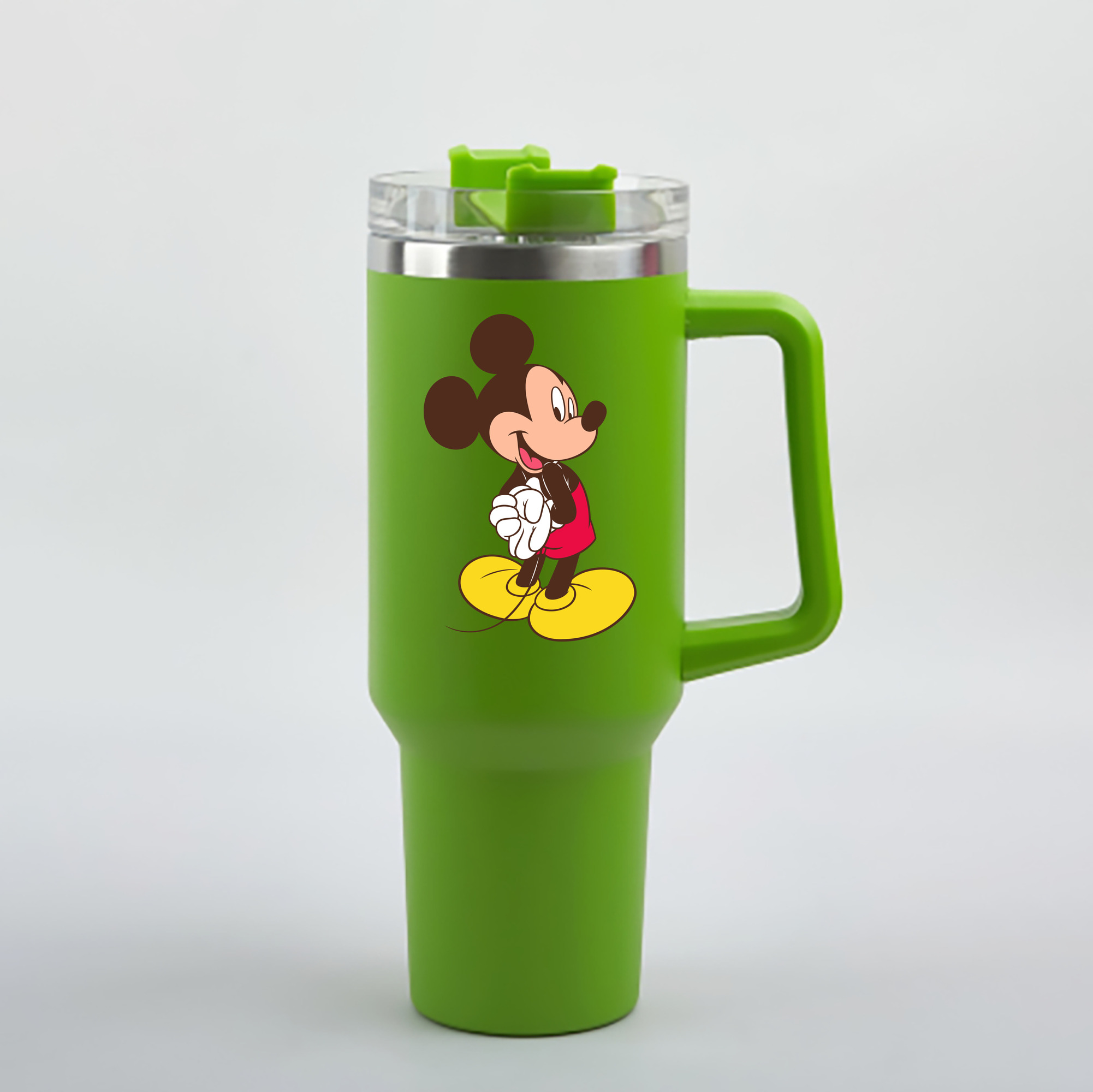 （画像用） ミッキーマウス Mickey Mouse 1200mL車用タンブラー - クリスタルステッカー（プラスチックストロー付き）